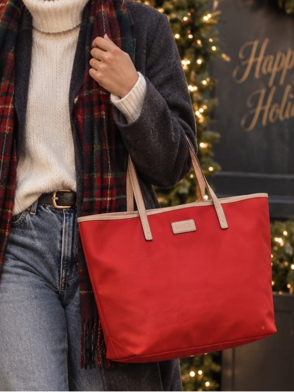 Coach Red Leather Tote